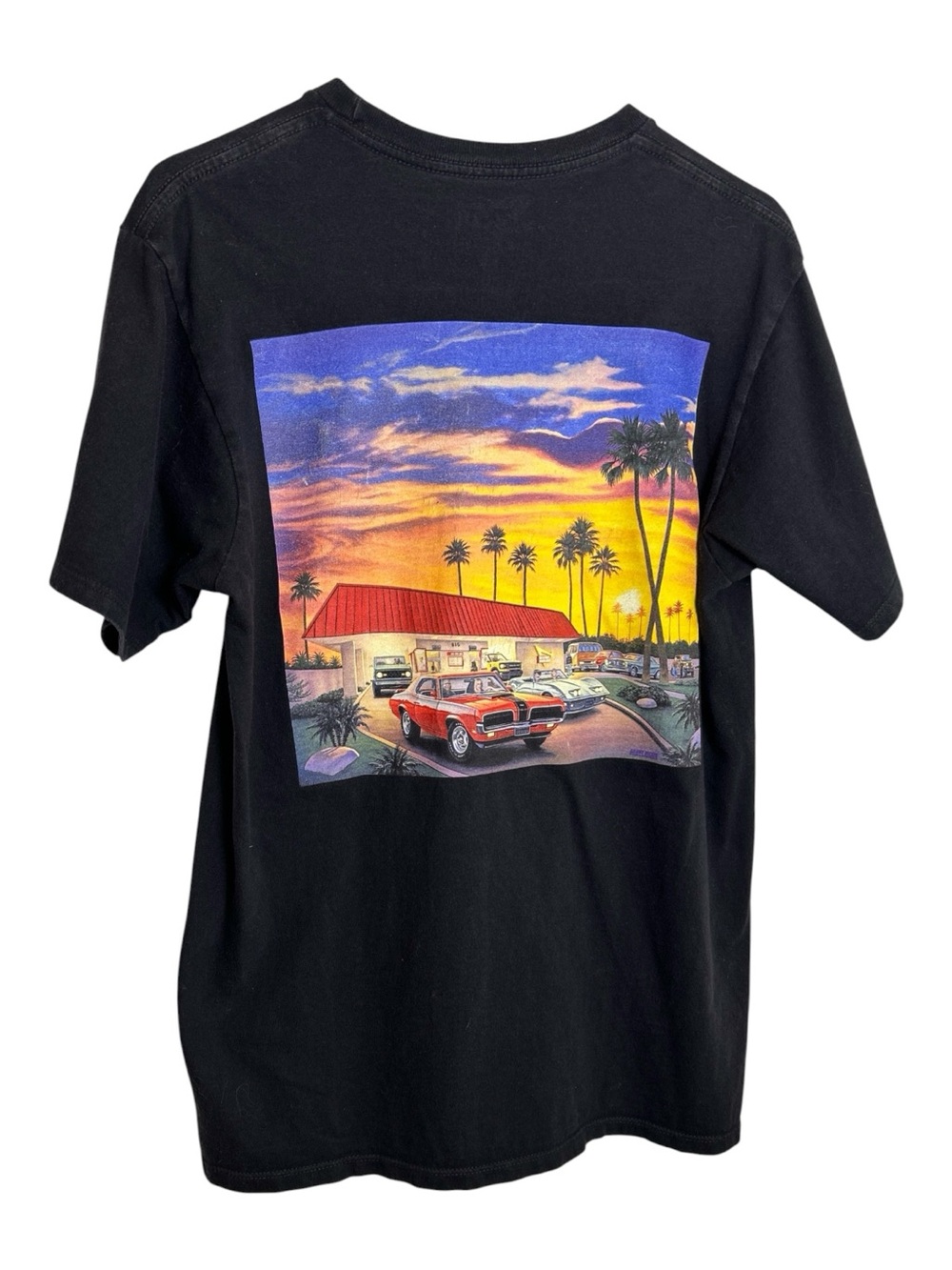 Men’s In-N-Out Black California Golden Hour Muscle Cars Tee Shirt Size Medium